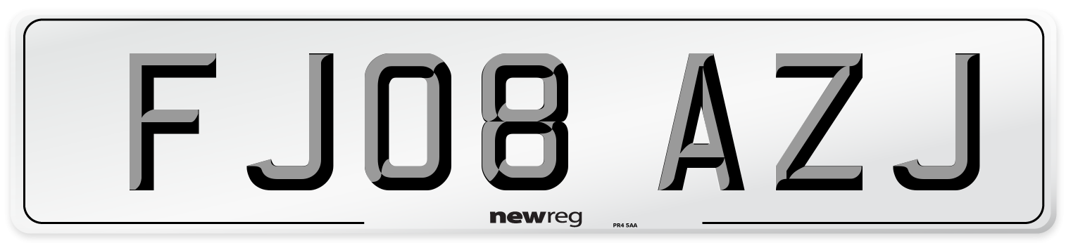 FJ08 AZJ Number Plate from New Reg